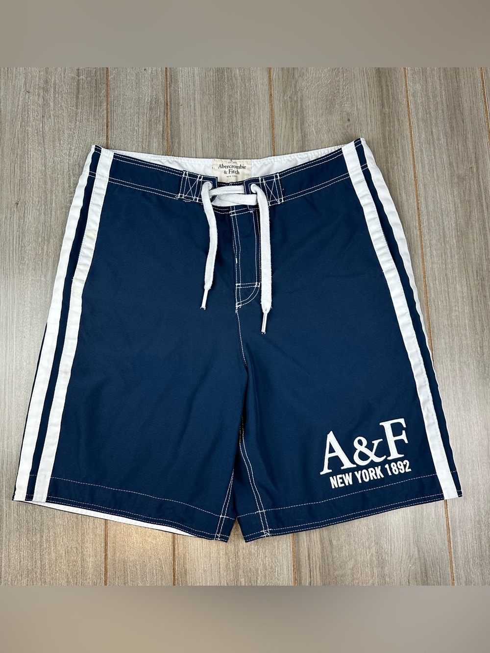 VTG Y2K Abercrombie Fitch Board Shorts Mens XL Solid Blue AF A&F
